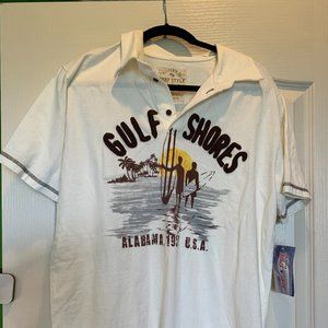 Surf Style Gulf Shores Alabama Summer Soft Polo Button Shirt NWT